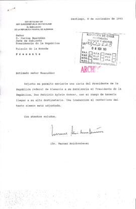 [Carta del Embajador de la República Federal de Alemania dirigida al Jefe de Gabinete Presidencial, mediante la cual remite misiva del mandatario alemán]