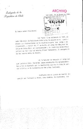 [Carta del Embajador de Chile en Costa Rica]