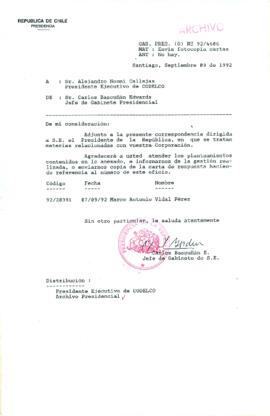 [Carta del Jefe de Gabinete de la Presidencia a Presidente Ejecutivo de CODELCO]