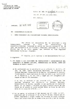 [Correspondencia de subsecretario de Marina a tribunal Constitucional].