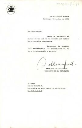 [Carta de Presidente Aylwin dirigida a Presidente de ESSO Chile]