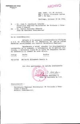 [Oficio Ord. N° 5272 de Jefe de Gabinete Presidencial, remite copia de carta que se indica]