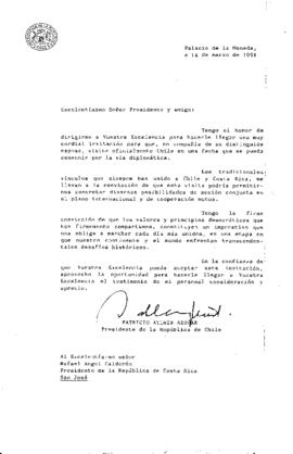 [Carta del Presidente Patricio Aylwin al Presidente de Costa Rica]