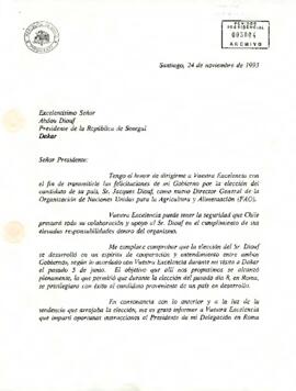 [Carta del Presidente Aylwin al Presidente de la República de Senegal].
