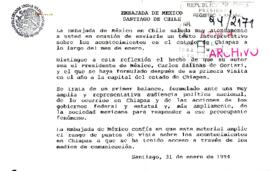 [Remite documento sobre los acontecimientos en Chiapas - Enero 1994]
