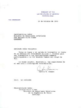 [Carta de Embajada de EEUU en Chile, dirigida a Ministro de Relaciones Exteriores]