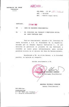 [Carta del Jefe de Gabinete de la Presidencia a Ministro del Trabajo]