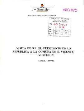 Visita de S.E. el Presidente de la República a la comuna de S. Vicente, VI Región
