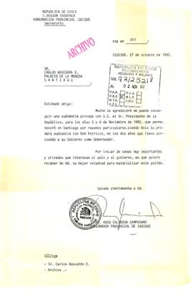 [Fax N° 417 de la Gobernación Provincial de Iquique]