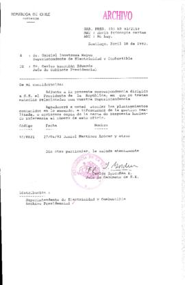 [Oficio  Gab. Pres. Ord. N° 2159 de Jefe de Gabinete Presidencial, remite copia de carta que se indica]
