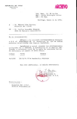 [Oficio Ord. N° 244 de Jefe de Gabinete Presidencial, remite copia de carta que se indica]