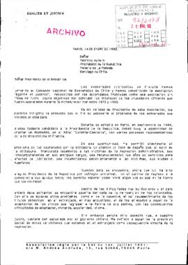 [Carta del Presidente de Asociación "Egalité et Justice" dirigida al Presidente Patricio Aylwin]