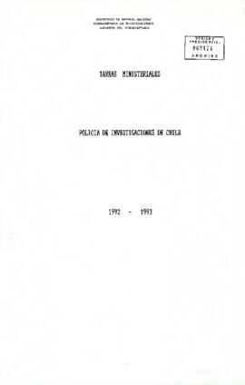 Tareas Ministeriales Policía de Investigaciones de Chile 1992-1993.