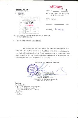 [Carta de SEREMI de Justicia Región Metropolitana remitiendo remitiendo antecedentes de la Corporación de Asistencia Judicial sobre el solicitud del Sr. Juan Leytón ]