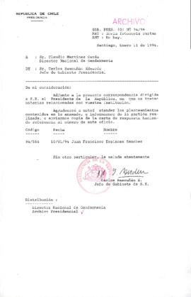 [Oficio Ord. N° 98 de Jefe de Gabinete Presidencial, remite copia de carta]