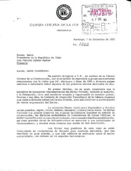 [Carta del Presidente de la Cámara Chilena de la Construcción mediante la cual entrega apreciacio...