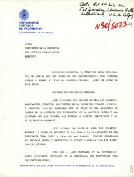 [Carta del Presidente de la Federación de Estudiantes de la PUCV, Nolberto Díaz]