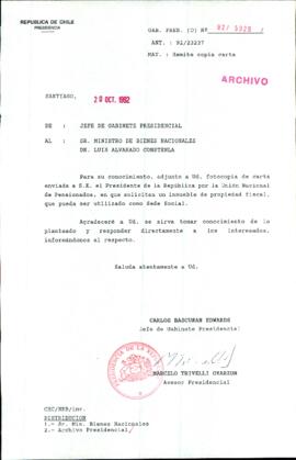 [Carta del Jefe de Gabinete de la Presidencia a Ministro de Bienes Nacionales]