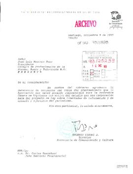 [Carta del Director de Comunicación y Cultura del Ministerio Secretaria General de Gobierno dirig...