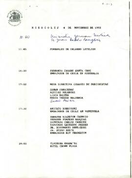 Programa Miércoles 04 de Noviembre de 1992.