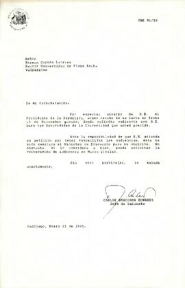[Acusa recibo de la carta del Señor Rector de la Universidad de Playa Ancha, de fecha 13 de Dicie...