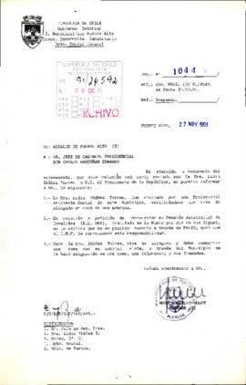 [Carta del Alcalde de Puente Alto dirigida al Jefe de Gabinete Presidencial]