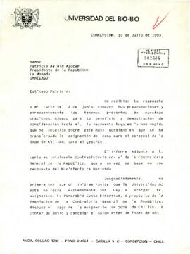 [Carta de Rector de Universidad del Bío-Bío al Presidente Patricio Aylwin sobre problemas de sede de Universidad en Chillán]