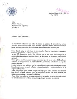 [Carta de Senador sobre la minería en Chile]