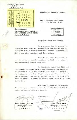 [Carta de Presidente de Linares con invitación a visitar su provincia]