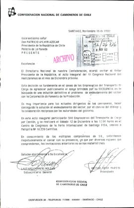 [Carta de Confederación Nacional de Camioneros de Chile]