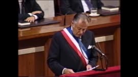 Presidente Aylwin entrega Mensaje Presidencial en el Congreso, con motivo del aniversario del Combate Naval de Iquique: video