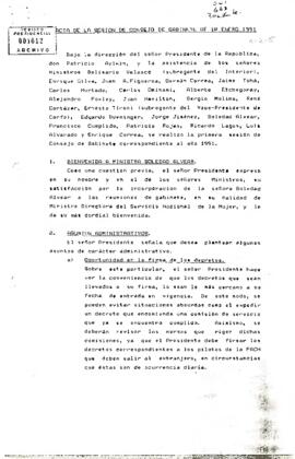 Acta de la Sesión de Consejo de Gabinete de 10 de enero 1991