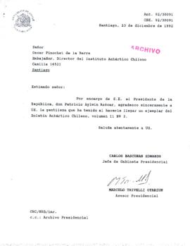 [Respuesta del Jefe de Gabinete de la Presidencia a Director del Instituto Antártico Chileno]