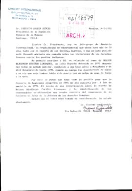 [Carta de grupo italiano de Amnistía Internacional dirigida al Presidente Patricio Aylwin]