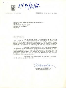 [Carta de agradecimiento de Sr. Eduardo de la Barra por haber sido electo alcalde de Concepción]