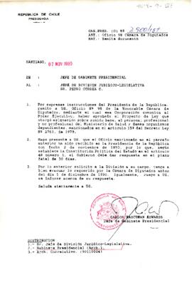 [Carta de Jefe de Gabinete a Sr. Pedro Correa sobre asignación sobre sueldo base a personal del M...