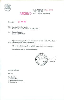 [Carta de Asesor de la Presidencia a Director de SERNATUR]