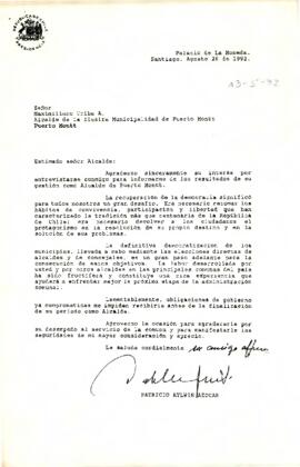 [Carta de respuesta a solicitud de audiencia del Alcalde de la I. Municipalidad de Puerto Montt ]