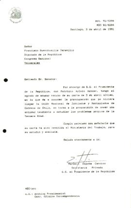 Carta remitida al Ministerio del Trabajo, para su estudio y análisis.