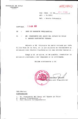[Oficio del Jefe de Gabinete Presidencial dirigido al Presidente del Banco del Estado de Chile]