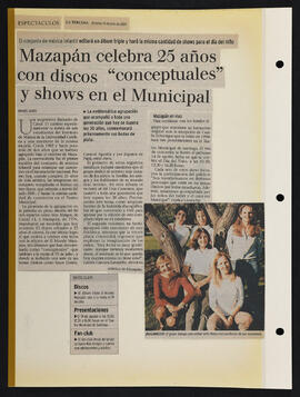 Mazapán celebra 25 años con discos conceptuales y shows en el municipal