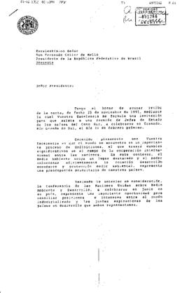 [Carta de S.E El Presidente Patricio Aylwin a Presidente de la República Federativa de Brasil]