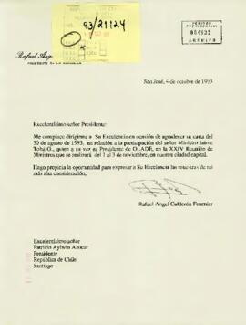 [Carta del Presidente de Costa Rica]