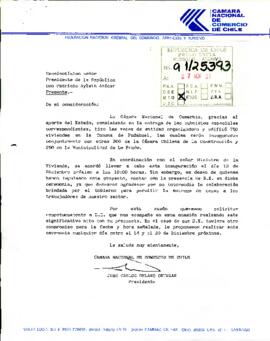 [Carta del Presidente de la Cámara Nacional de Comercio dirigida al Presidente Patricio Aylwin, referente a inauguración de viviendas en Pudahuel]