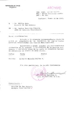 [Oficio  Gab. Pres. Ord. N° 0372 de Jefe de Gabinete Presidencial, remite copia de carta que se indica]