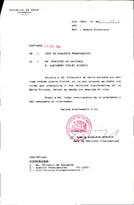 [Se remite al Ministro de Hacienda carta enviada por el sr. José Andrés Almuna]