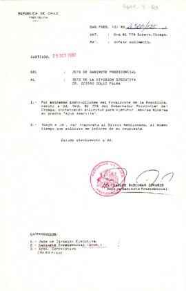 [Carta de Jefe de Gabinete a Sr. Isidro Solís sobre solicitud de Gobernador Provincial de Choapa para efectuar labores mineras]