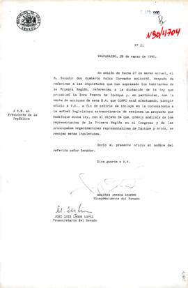 [Dictación de Ley que privatizó la Zona Franca (ZOFRI) de Iquique]