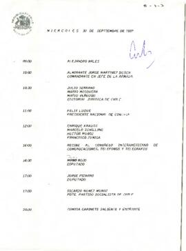 Programa Miércoles 30 de Septiembre de 1992.