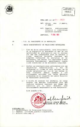 [Carta dirigida a Subsecretario RR.EE sobre tramitación de Decretos Supremos]
